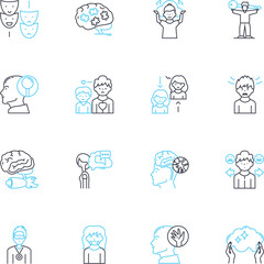 Resilience and perseverance linear icons set. Persistence, Grit, Tenacity, Fortitude, Strength, Endurance, Determination line vector and concept signs. Courage,Bravery,Steadfastness Generative AI