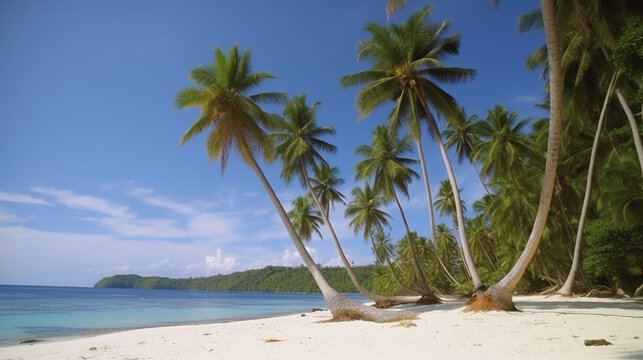 Tropical beach background. Illustration AI Generative.