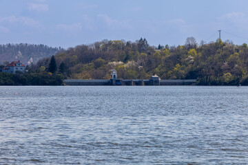 Quiet level and dam of the dam in the city of Brno in the Czech Republic in Europe.