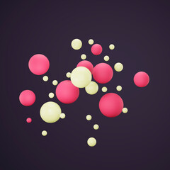 Multicolored spheres levitate, 3d render
