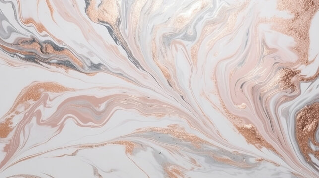 abstract white RoseGold Glitter marble background