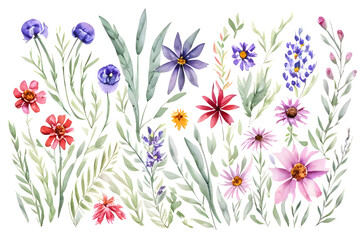 cute Watercolor Flowers generate by IA