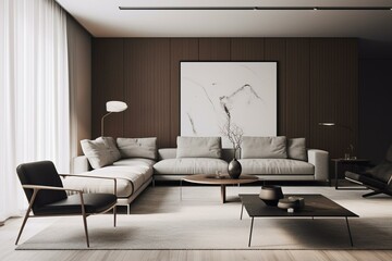 Contemporary minimalist living space with luxurious touches. Generative AI