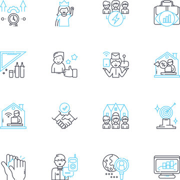 Mundane occupations linear icons set. Janitor, Accountant, Secretary, Cashier, Librarian, Bartender, Gardner line vector and concept signs. Landscaper,Waitress,Housekeeper outline Generative AI