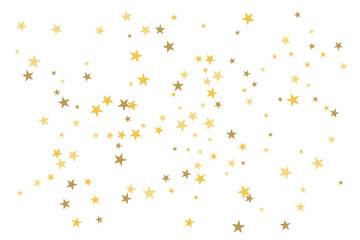 Star confetti. Gold casual confetti background. Bright design pattern.