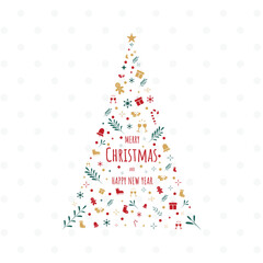 Fototapeta na wymiar Merry Christmas And Happy New Year Card Vector Design.