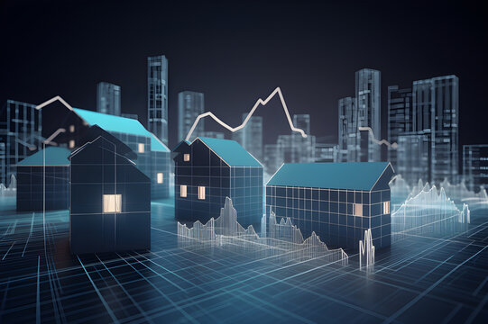 Concept Real Estate property investments , REIT , graph virtual. Generative AI