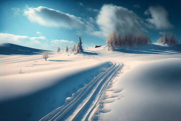 winter, village,