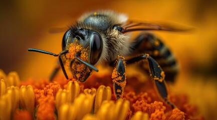Bees, Furry Legs, Golden Pollen, Stand Out.