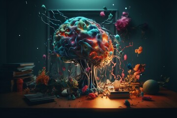 Colorful depiction of metaphorical thinking. Generative AI - obrazy, fototapety, plakaty