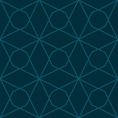 Vector minimalist geometric seamless pattern with thin lines, diamond grid, lattice. Subtle teal green color texture with triangles, rhombuses. Elegant minimal background. Simple dark repeat design