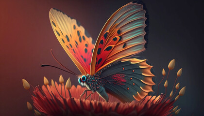 Butterfly on a flower .Generative AI.
