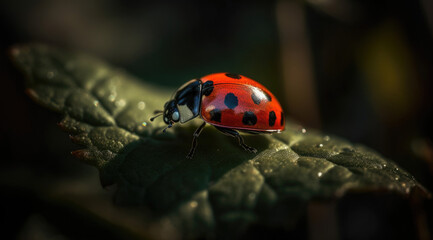 Ladybugs Vibrant Red Elytra, Catching Sunlight's Glimmer, PNG File