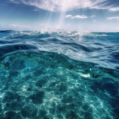Fototapeta na wymiar Vast Blue Ocean Below: A Captivating Abstract View of the Sea's Liquid Surface, Generative AI