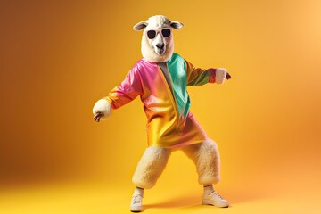 Wild Nightlife: Funky Sheep Groovin' in Disco Clothes at the Party, Generative AI