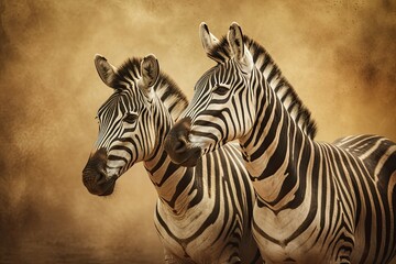 Wild Zebra Herd Standing in African Savanna: Exquisite Natural Texture of Mane and Stripes: Generative AI