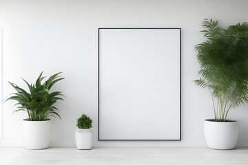 White modern room with mockup frame