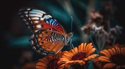 Fototapeta na wymiar Vibrant Butterfly Perched on Bottom Left.