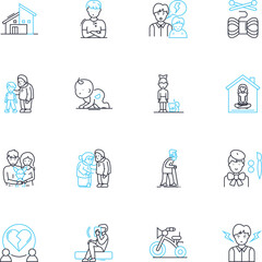 Fototapeta premium Personal growth linear icons set. Empowerment, Change, Transformation, Awareness, Reflection, Mindset, Journey line vector and concept signs. Self-discovery,Growth,Progress outline Generative AI