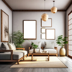 Naklejka na ściany i meble photo frame for home interior architecture with Japan style, modern and sleek design