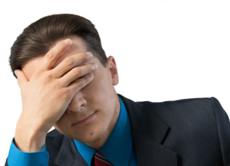 Think mature businessman with Emotional Stress