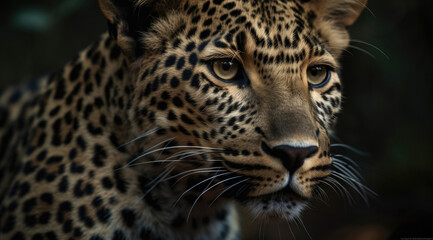 Naklejka na ściany i meble Leopard Face Close-Up Image.