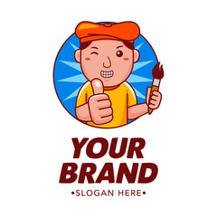 Artist Cartoon Character Logo Vector Template