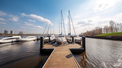 Fototapeta premium illustration, dock with yachts, ai generative.
