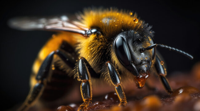 Closeup of Furry Bumblebee Body Image.