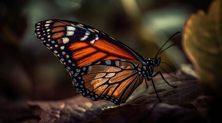 Fototapeta na wymiar The Intricate Details of a Monarch Butterfly's Wings in a PNG Image.