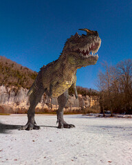 monster dinosaur is standing up on the ice age