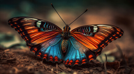 The intricate details of a butterfly's vibrant wings.