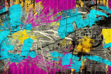 Colorful abstract, textured, paint splatter, street art urban graffiti desktop wallpaper background