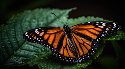 The Vibrant Orange Wings of a Monarch Butterfly Rest Gentle.