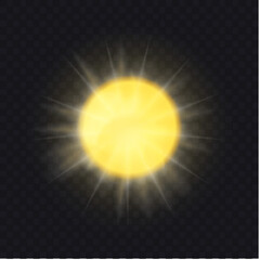 Realistic solar sun vector illustration on transperant background