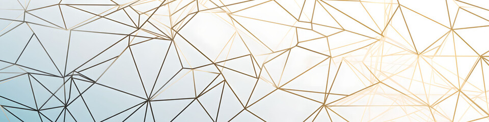 Panoramic abstract triangle low poly connections mesh. Digital futuristic minimalism background. AI Generative