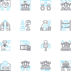 Task force linear icons set. Enforcement, Security, Prevention, Investigation, Response, Collaboration, Intervention line vector and concept signs. Coordination,Rapid,Tactical outline Generative AI