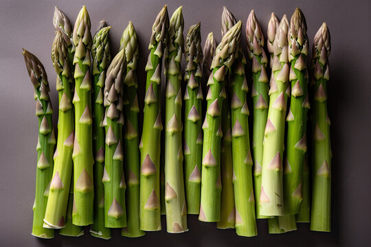 Asparagus on white background, high quality shot from top right angle.