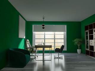 Home office interior 3d render, 3d illustration
