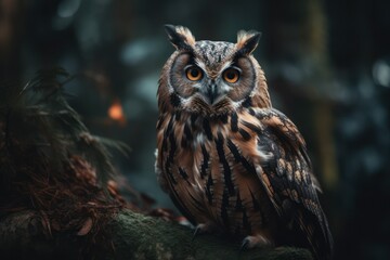 Beautiful owl in its natural habitat. AI generated, human enhanced