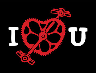 Bicycle lover proposal card design with red heart 