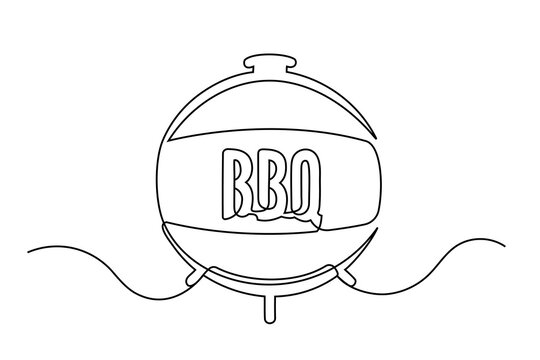 recommend clip art: Continuous line drawing bbq grill isolated on white background. BBQ concept. Vector illustration
