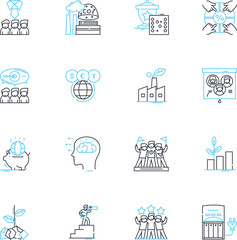Intercontinental exchange linear icons set. Trading, Futures, Options, Derivatives, Commodities, Exchange, Market line vector and concept signs. Securities,Clearing,Benchmark outline illustrations