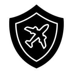 Obraz premium Airplane Insurance Glyph Icon