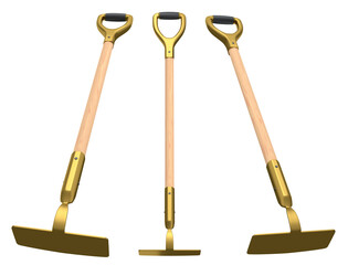 Set of garden tools and supplies for gardener and flower pots in garden