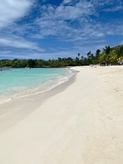 Fototapeta na wymiar beautiful white sand and turquise water beach in La Playita, Las Galeras, Samana, Dominica Republic