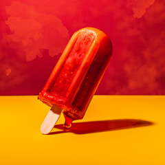 red melting popsicle on red and yellow background