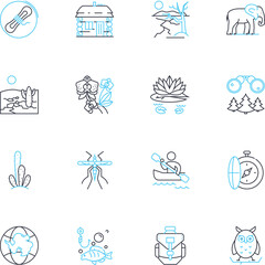Ecology linear icons set. Conservation, Sustainability, Biodiversity, Habitat, Ecosystem, Environment, Pollution line vector and concept signs. Climate,Restoration,Green outline illustrations
