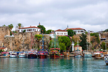 Kaleici old town in Antalya. The Kaleici area is the historic city center and a popular tourist attraction in Turkey.
