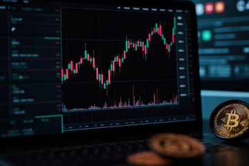 Trade candle chart stock finance price change background cryptocurrency. Generative AI